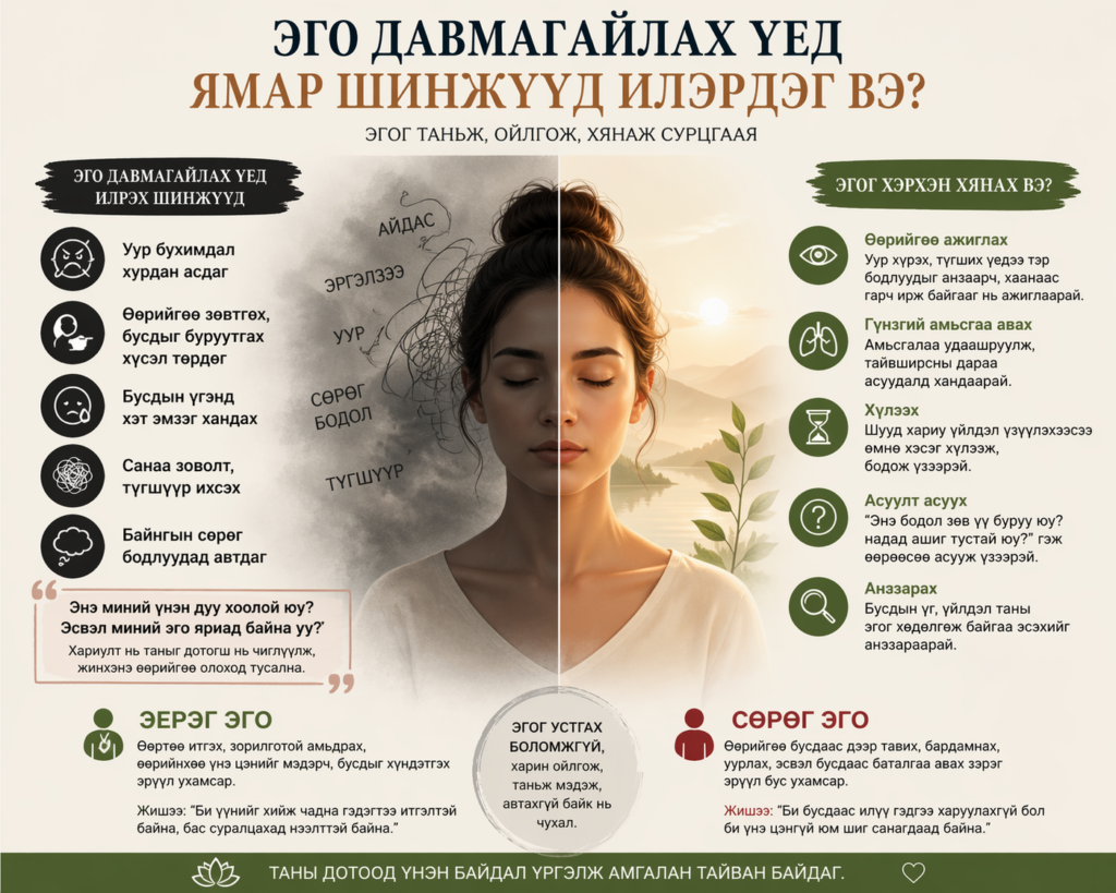 Эго давамгайлах үед ямар шинжүүд илэрдэг вэ? Эгог таньж, хянах энгийн арга